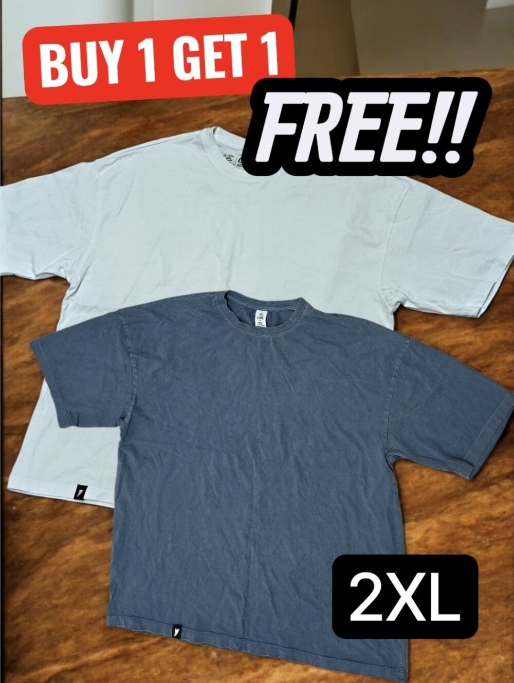 BOGO 2PK | COVE USA Heavyweight Oversized Tees White & Saltwater 2XL